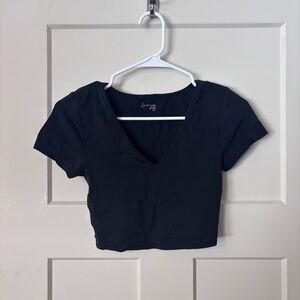 Aerie Black Cropped Tee